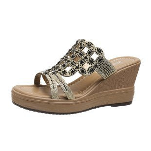 Platform Rhinestone High-heeled Wedge Sandals