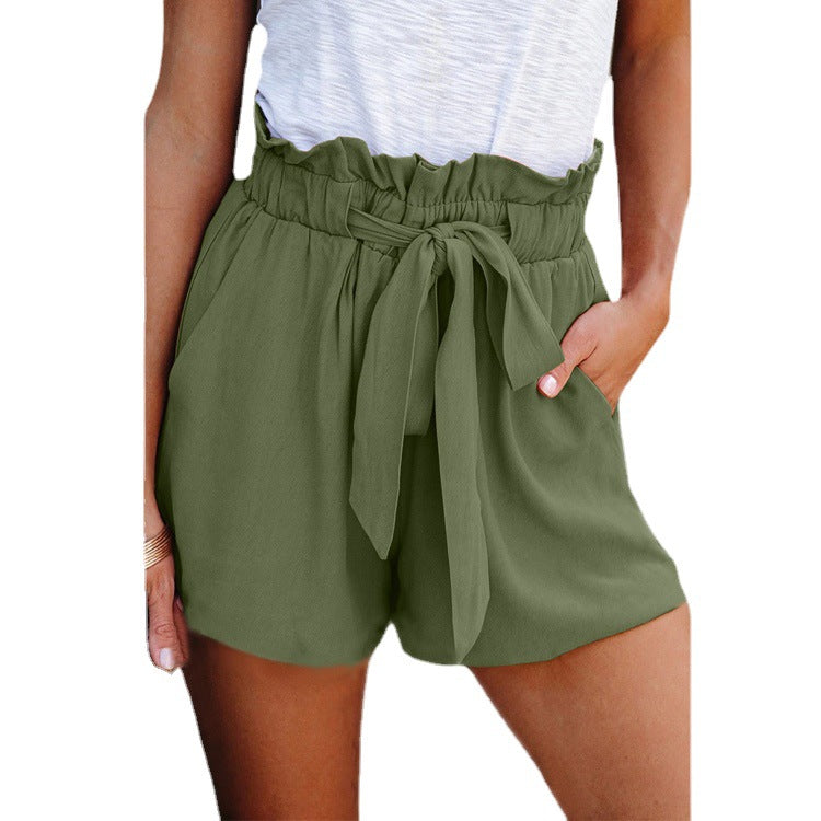 Casual Loose High Waist Tie Shorts