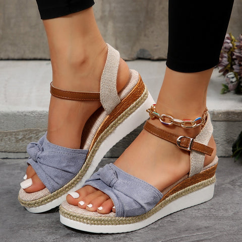 Thick-soled Bow Sandals, Buckle Wedges