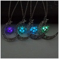 Glowing Pendant Necklaces Silver Plated Chain