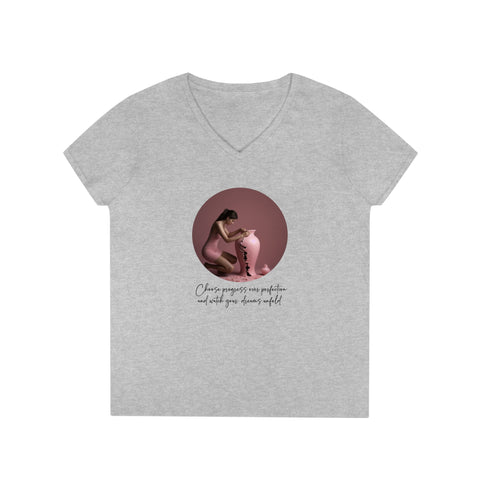 Ladies' V-Neck T-Shirt - Choose progress over perfection and watch your  dreams unfold