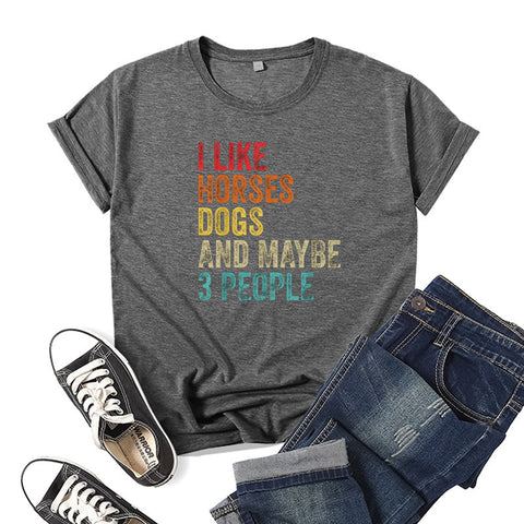 I Like Horses Short Sleeve Crew Neck Top