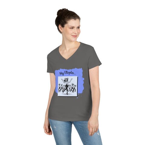 Ladies' V-Neck T-Shirt - Line Dancing - Happy Heart