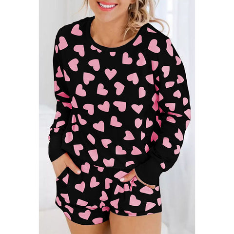 Heart Shape Printed Two-piece Pajamas