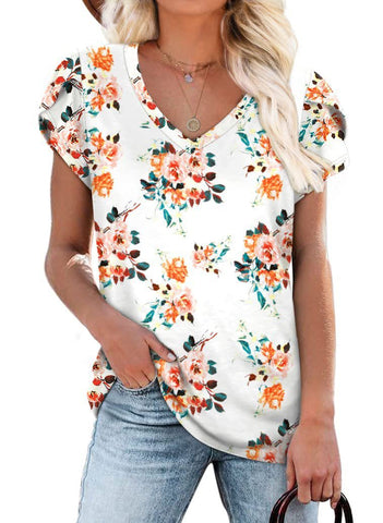 Multi Pattern V-neck Women's Top