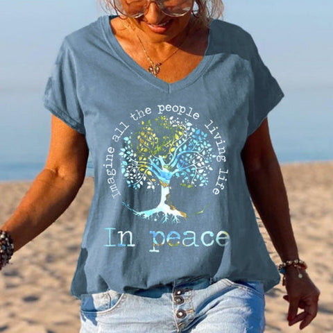 Inspirational Fashion V-neck Printed Top