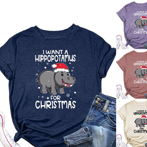 I Want a Hippopotamus Round Neck Top