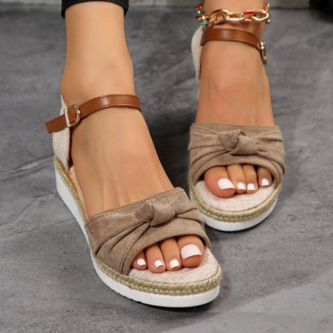 Thick-soled Bow Sandals, Buckle Wedges