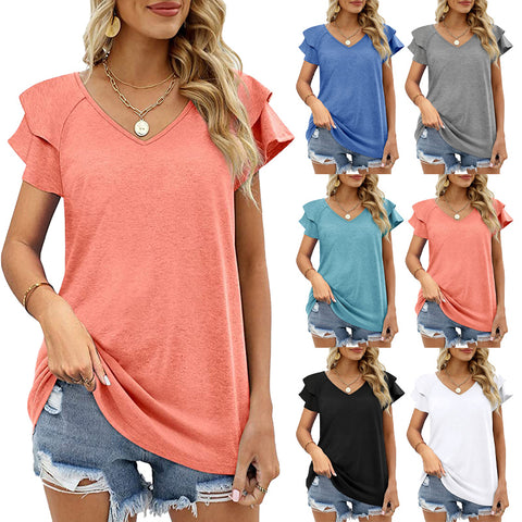 Ruffle Short Sleeve T Shirt Blouse