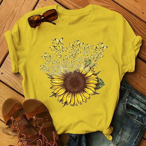 Butterfly Sunflower T-Shirt