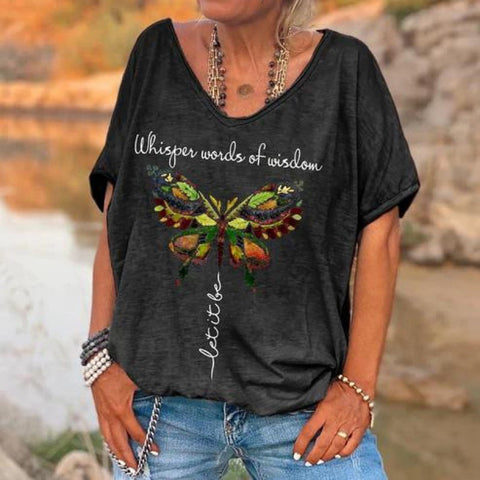 Inspirational Fashion V-neck Printed Top