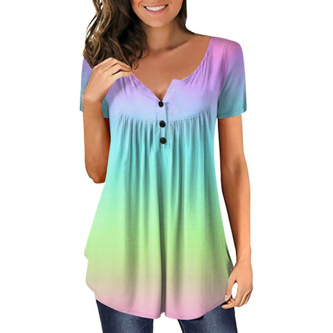 Multi Design Tunic Style V-neck Women's Top