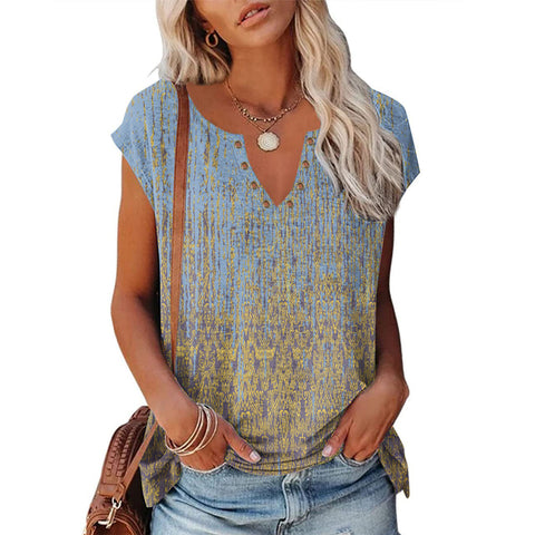 Multi Printed V-neck Women's Top