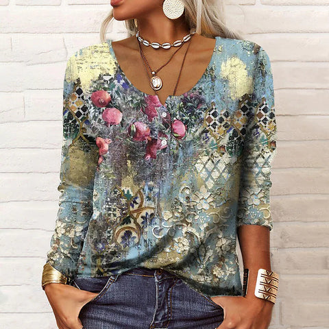 Multi Flower Casual Fashion Top