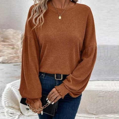 Solid Color Long-sleeve Casual Loose Bottoming Shirt