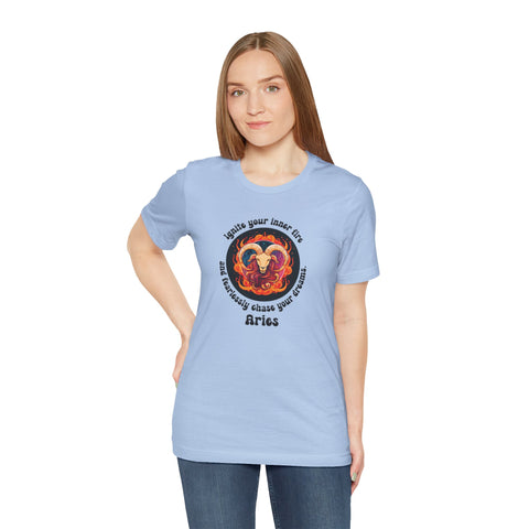 Short Sleeve Tee - Aries - Ignite your inner fire and fearlessly chase your dreams