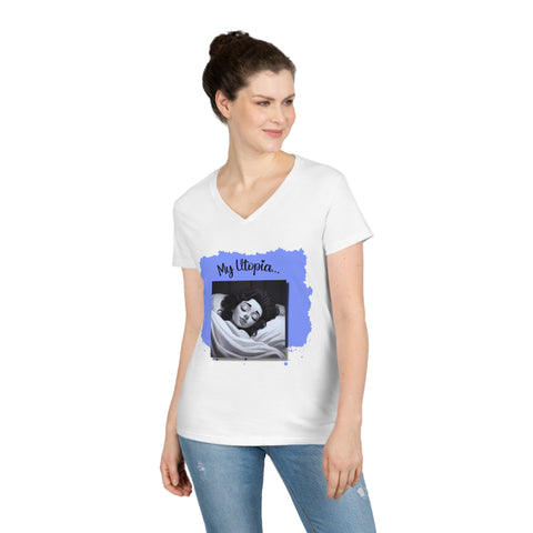 Ladies' V-Neck T-Shirt - Sleeping - Fun and Fabulous