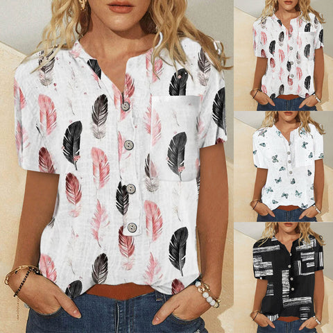 Casual Pattern Printed Loose Fitting Top