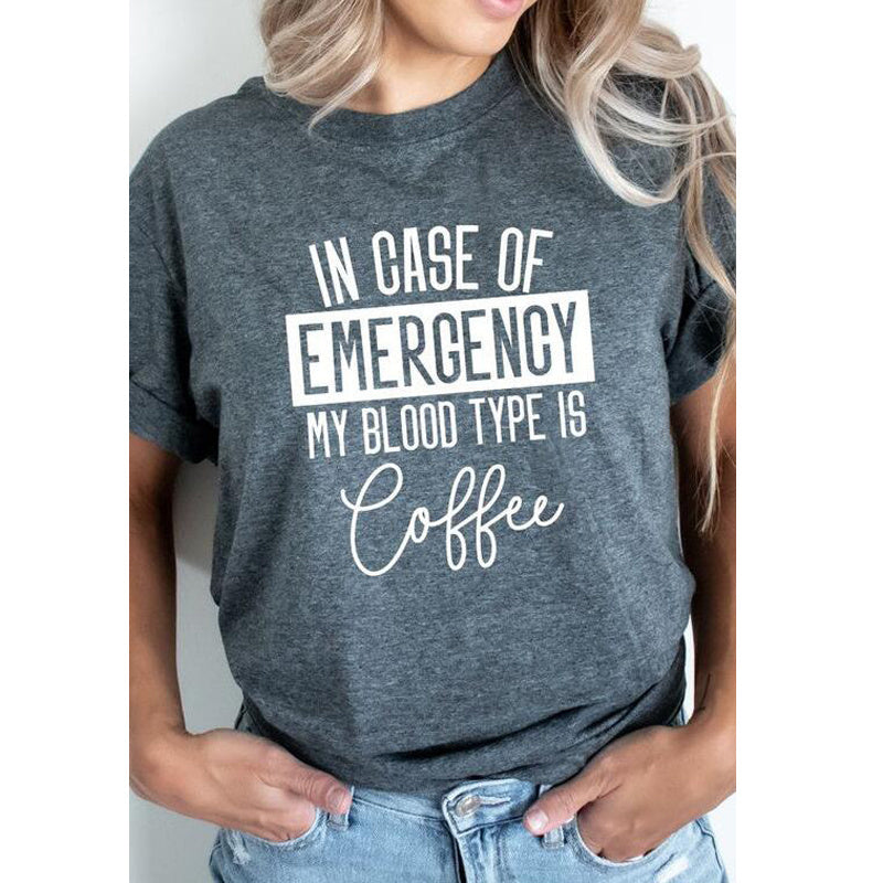 Blood Type Is Coffee 3D Digital Printing Casual Round Neck Short Sleeve Top