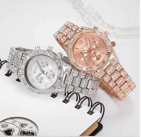 Crystal Quartz Analog Wrist Watch Stainless Steel