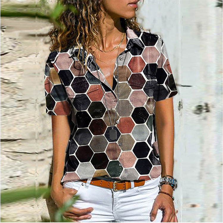 Summer Women's Button Up Collared Top