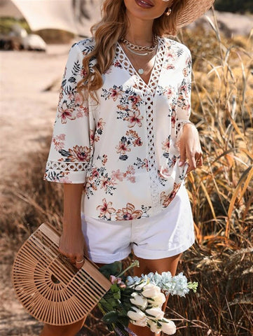 Casual Loose Vneck Shirt Summer Top