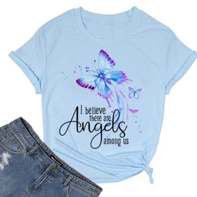 Angels Among Us Round Neck Short Sleeves Top