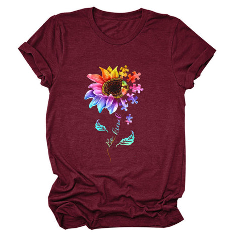 Colorful Be Kind Flower Puzzle Pieces T-Shirt