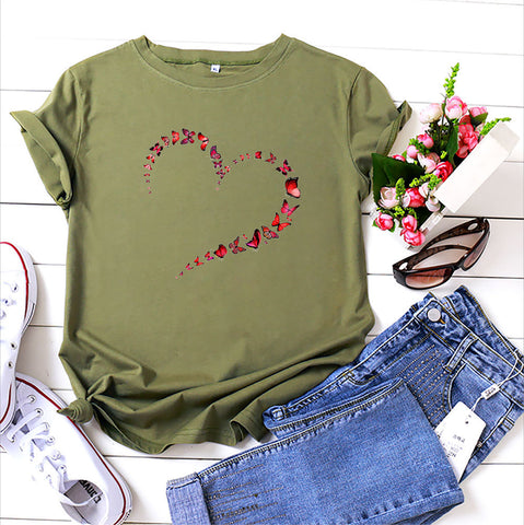 Love Butterfly Cotton Short Sleeve Top