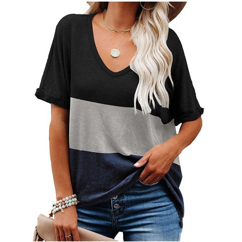 Fashionable Women's Color Matching Pullover Top