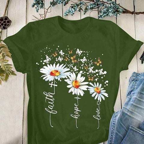 Faith Hope Love Round Neck Short Sleeve Top