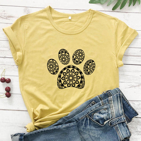 Patterned Animal Footprint Short-Sleeve Top