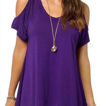 Peek a Boo Shoulder Solid Color Tunic Top