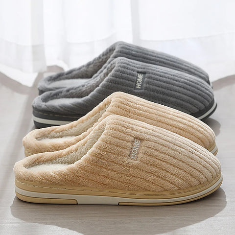 Solid Color Simple Cotton Winter Non-slip Home Warm Plush Slippers