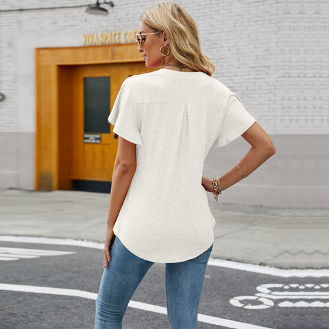 V Neck Flying Sleeve T Shirt Top