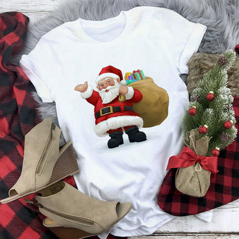 Christmas Multi Design Print Crew Neck T-shirt Top