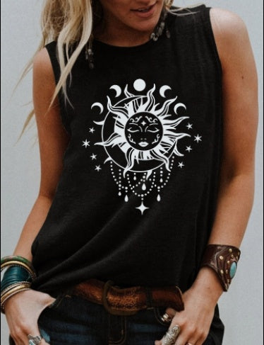 Black And White Pattern Sleeveless Tank