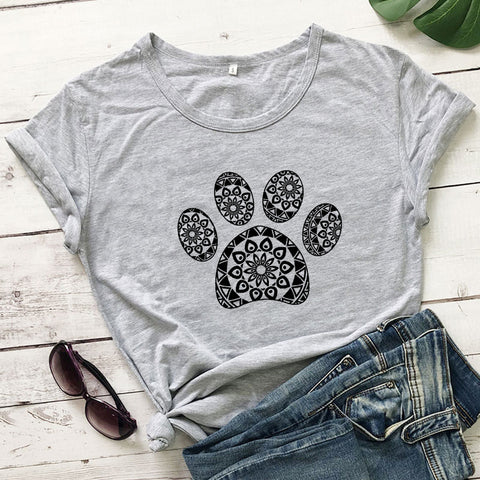 Patterned Animal Footprint Short-Sleeve Top