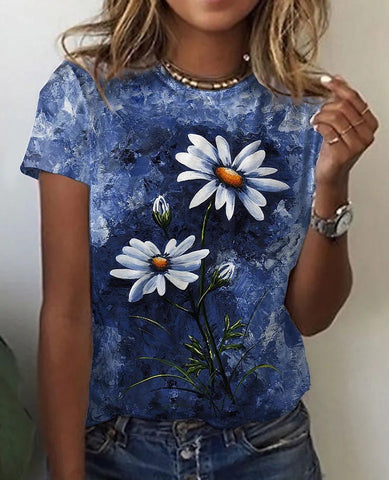 Flower Print Casual Top For Women