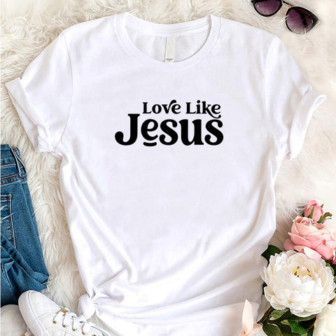 Women's Love Like Jesus Short Sleeve Crew Neck T-Shirt Top