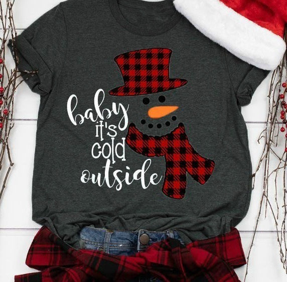 Baby It's Cold Outside Santa Snowman ChristmasT-shirt