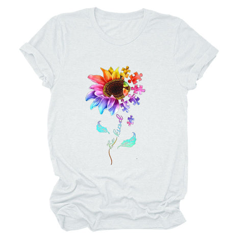 Colorful Be Kind Flower Puzzle Pieces T-Shirt