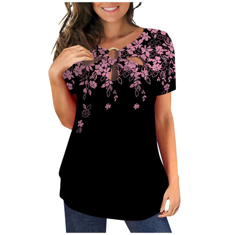 Fashion Cut and Design Round Neck Short Sleeve Top