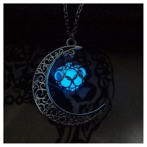 Glowing Pendant Necklaces Silver Plated Chain