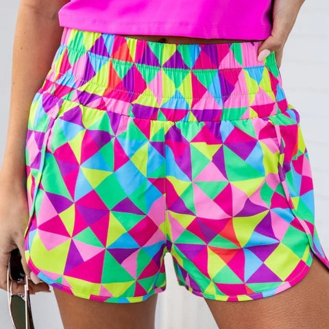 High Waist Slimming Graphic Shorts