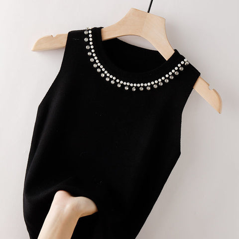 Beaded Ice Silk Camisole Women's Spring And Summer Slim Fit