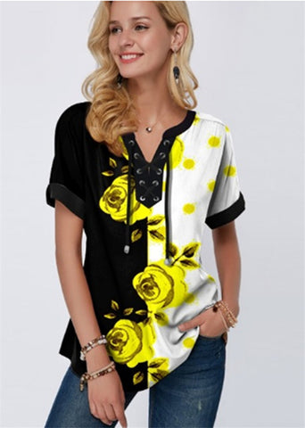 Women's Loose Shirt With Tie Up Laces