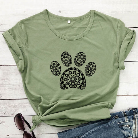 Patterned Animal Footprint Short-Sleeve Top