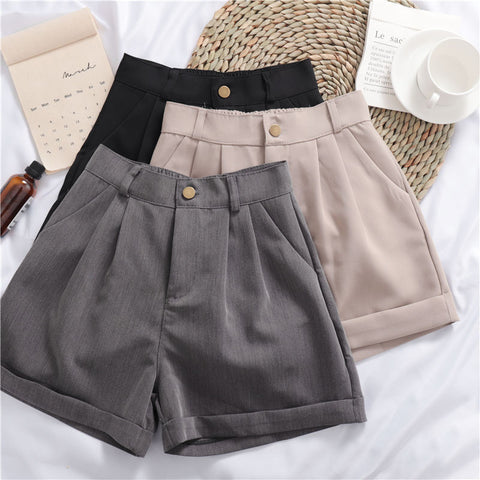 Roll-up Wide-leg Casual Shorts