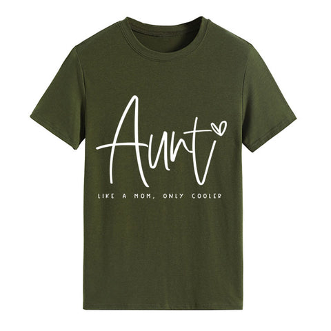 AUNT LIKE A MOM Round Neck Loose Short Sleeve T-shirt